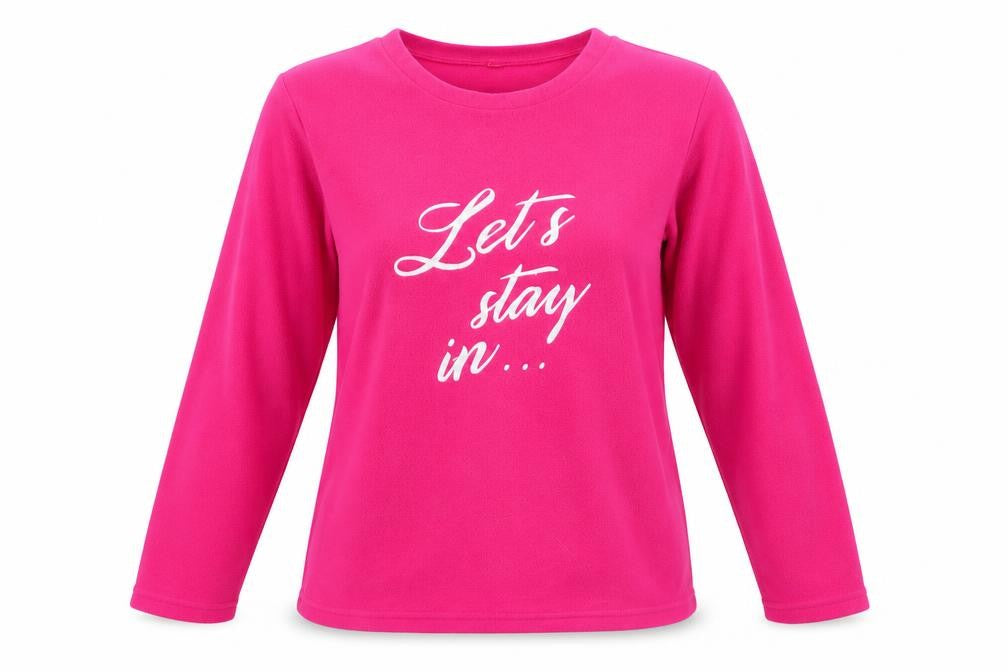 Front view of George women’s pink solid polyester top pyjama top, size UK 8, - cerise pink let's stay in ...