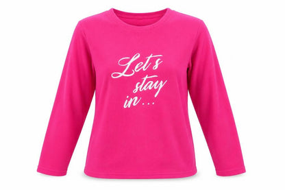Front view of George women’s pink solid polyester top pyjama top, size UK 8, - cerise pink let's stay in ...