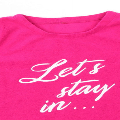 George Womens Pink Solid Polyester Top Pyjama Top Size 8   - Cerise Pink Let's stay in ...