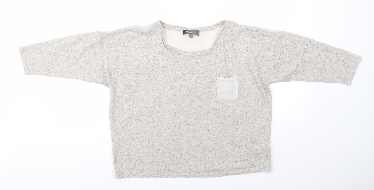 Limited Collection  Womens Beige Round Neck  Polyester Pullover Jumper Size 12   - Oatmeal Fleck Fabric panel to back & pocket