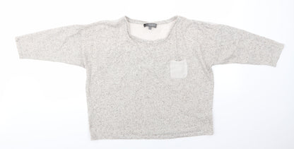 Limited Collection  Womens Beige Round Neck  Polyester Pullover Jumper Size 12   - Oatmeal Fleck Fabric panel to back & pocket