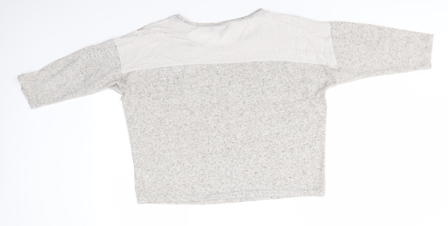 Limited Collection  Womens Beige Round Neck  Polyester Pullover Jumper Size 12   - Oatmeal Fleck Fabric panel to back & pocket