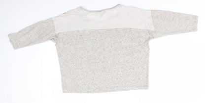 Limited Collection  Womens Beige Round Neck  Polyester Pullover Jumper Size 12   - Oatmeal Fleck Fabric panel to back & pocket