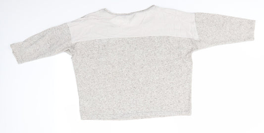 Limited Collection  Womens Beige Round Neck  Polyester Pullover Jumper Size 12   - Oatmeal Fleck Fabric panel to back & pocket