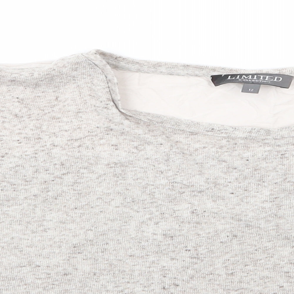 Limited Collection  Womens Beige Round Neck  Polyester Pullover Jumper Size 12   - Oatmeal Fleck Fabric panel to back & pocket