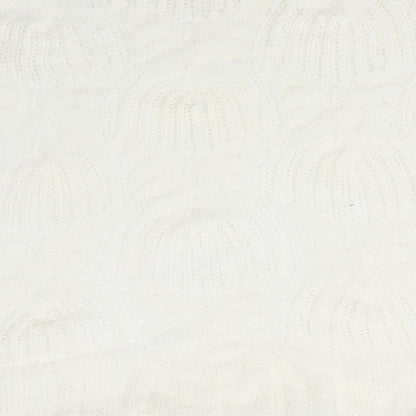 David Emanuel Womens Ivory Round Neck  Acrylic Pullover Jumper Size M   - Lace Like knit Ruffled edges