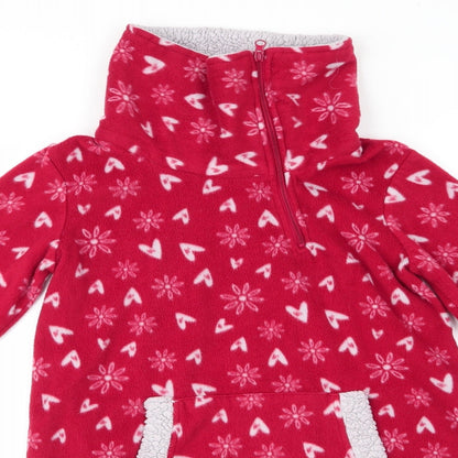 Avon Womens Red Geometric Polyester  Nightshirt Size 6  Zip - Snowflake & heart print Henley Front Pocket