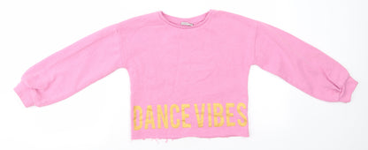 I Love Girlswear Girls Pink  Cotton Pullover Sweatshirt Size 10 Years  Pullover - Dance Vibes Shimmer