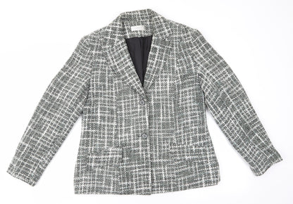 Classics Womens Green Check  Jacket  Size 14  Button - Green Mix Heavy Hessian like fabric