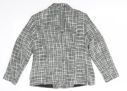 Classics Womens Green Check  Jacket  Size 14  Button - Green Mix Heavy Hessian like fabric