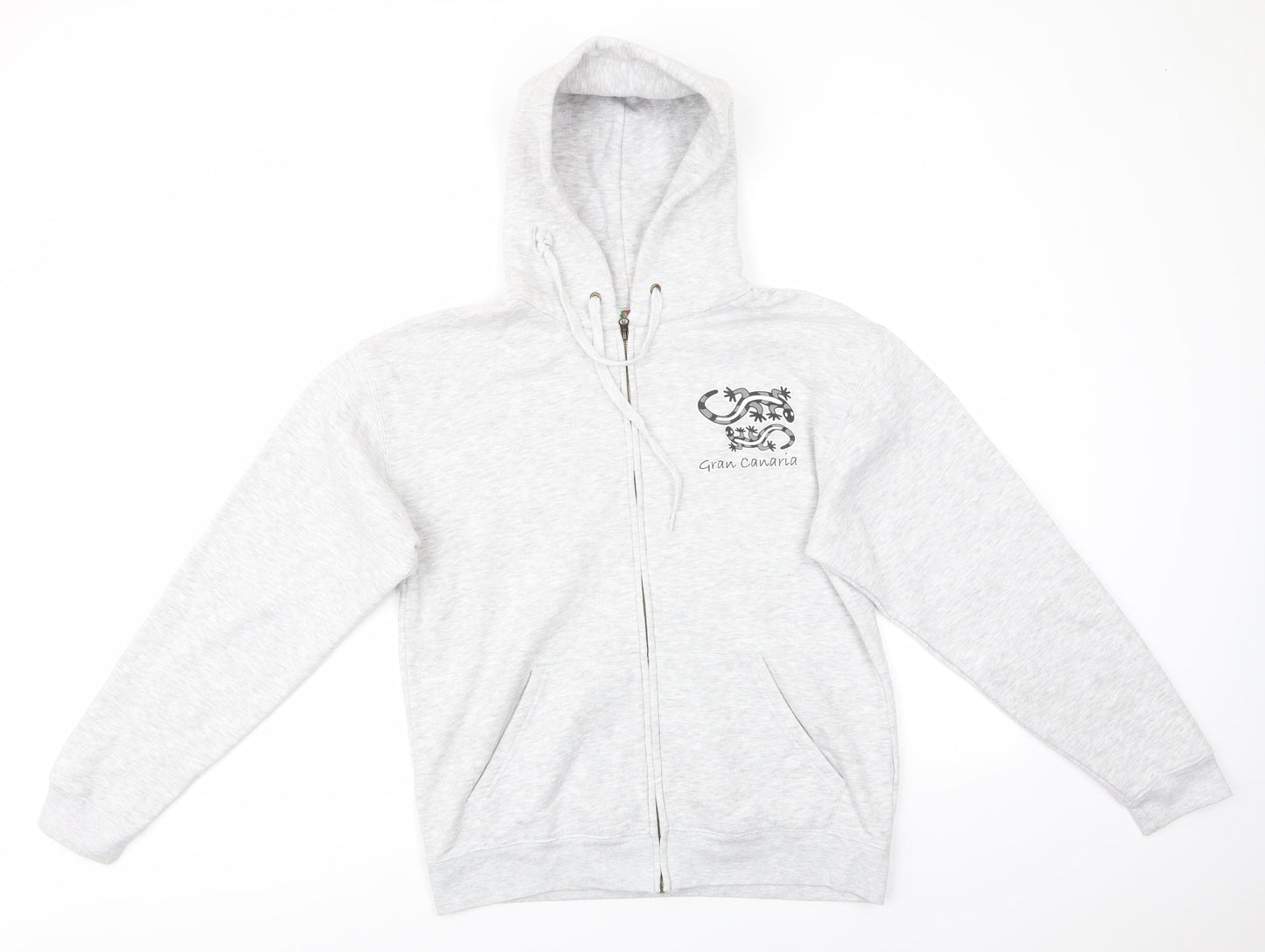 Fruit of the Loom Womens Grey  Cotton Full Zip Hoodie Size S  Zip - Gran Canaria Lizards