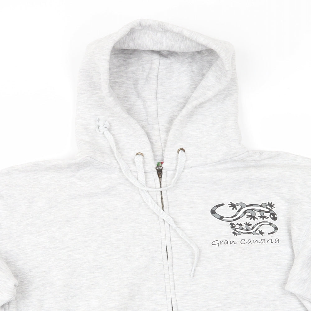 Fruit of the Loom Womens Grey  Cotton Full Zip Hoodie Size S  Zip - Gran Canaria Lizards