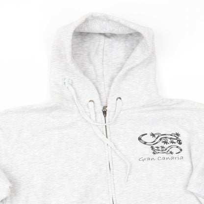 Fruit of the Loom Womens Grey  Cotton Full Zip Hoodie Size S  Zip - Gran Canaria Lizards