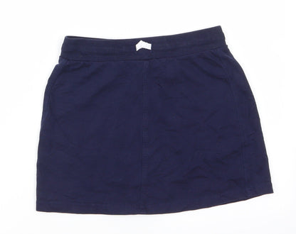 George Girls Blue  Cotton A-Line Skirt Size 9-10 Years  Regular Drawstring - Navy blue