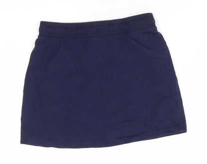 George Girls Blue  Cotton A-Line Skirt Size 9-10 Years  Regular Drawstring - Navy blue