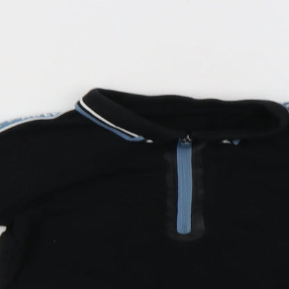Close-up detail of George Baby Black Cotton Basic Polo, size 12-18, Months Collared Zip