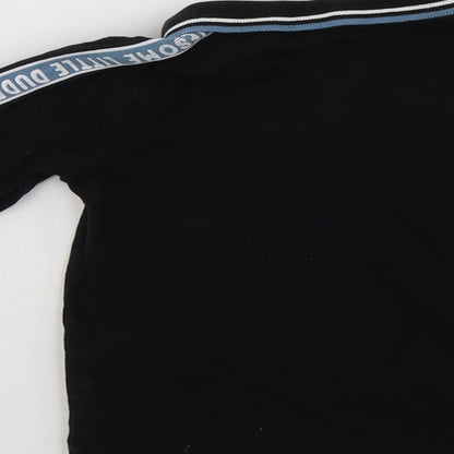 Brand and care label for George Baby Black Cotton Basic Polo, size 12-18, Months Collared Zip