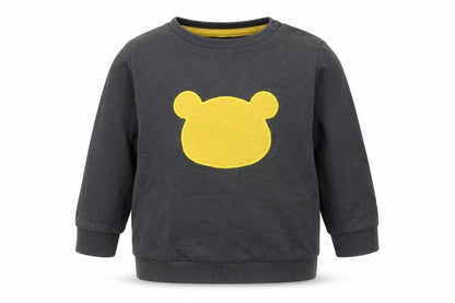 Front view of So Cute boys’ grey cotton pullover sweatshirt, size 2-3, years - teddy bear
