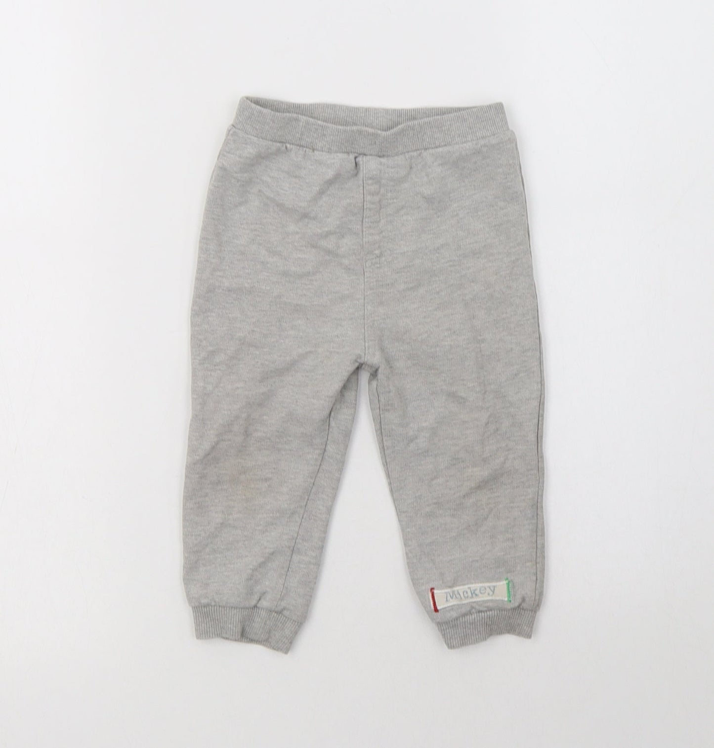 BHS Baby Grey  Cotton Jogger Trousers Size 12-18 Months   - Mickey