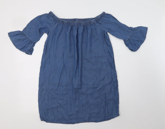 New Look Womens Blue  Lyocell A-Line  Size 10  Off the Shoulder