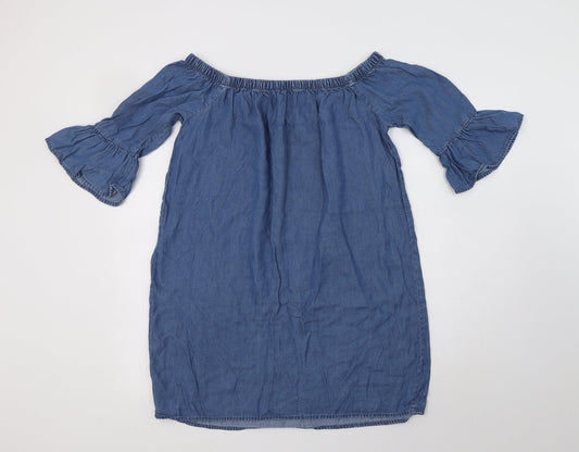 New Look Womens Blue  Lyocell A-Line  Size 10  Off the Shoulder