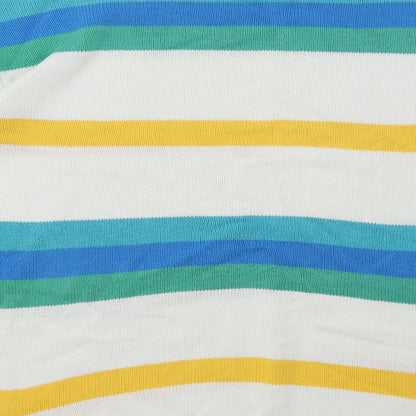 BHS Womens Multicoloured Crew Neck Striped Cotton Pullover Jumper Size 12