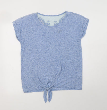 F&F Womens Blue  Polyester Basic Blouse Size 6 Crew Neck - Lace Detail