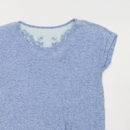 F&F Womens Blue  Polyester Basic Blouse Size 6 Crew Neck - Lace Detail