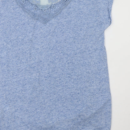 F&F Womens Blue  Polyester Basic Blouse Size 6 Crew Neck - Lace Detail