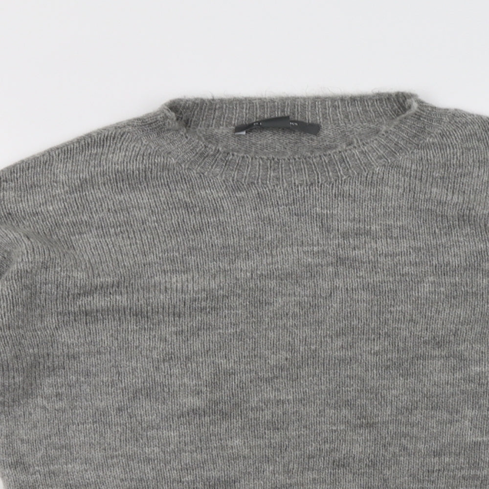 Primark Womens Grey Mock Neck Striped Acrylic Pullover Jumper Size XS