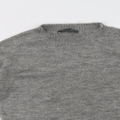 Primark Womens Grey Mock Neck Striped Acrylic Pullover Jumper Size XS