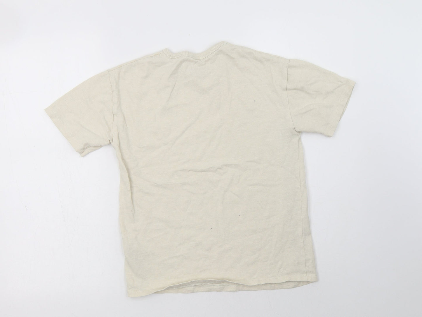 M&S Girls Beige  Cotton Basic T-Shirt Size 10-11 Years Crew Neck  - Live Your Best Life