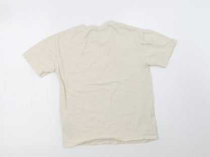 M&S Girls Beige  Cotton Basic T-Shirt Size 10-11 Years Crew Neck  - Live Your Best Life