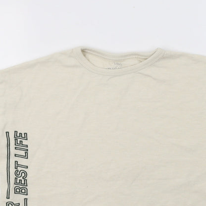M&S Girls Beige  Cotton Basic T-Shirt Size 10-11 Years Crew Neck  - Live Your Best Life