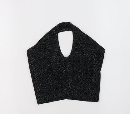 Womens UK Size 4 PRETTYLITTLETHING Black Cropped Tank