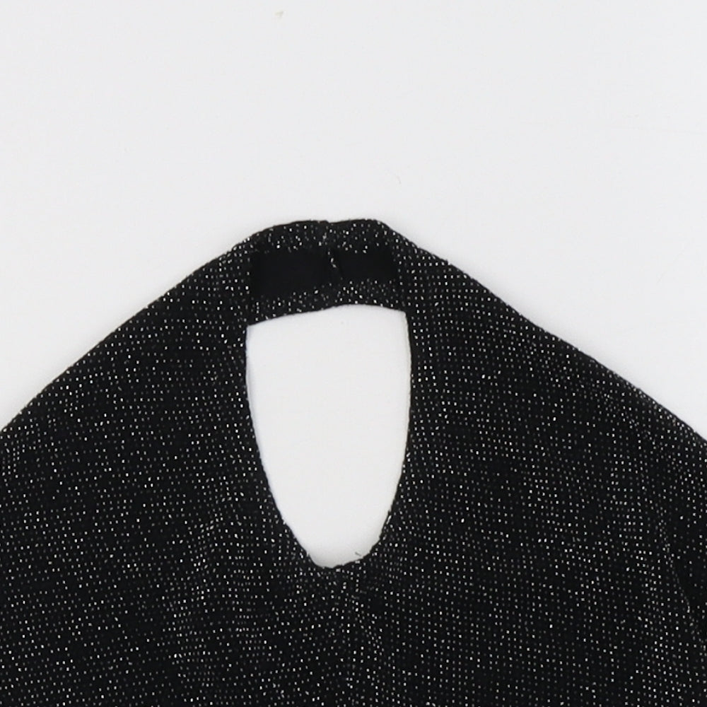 Womens UK Size 4 PRETTYLITTLETHING Black Cropped Tank