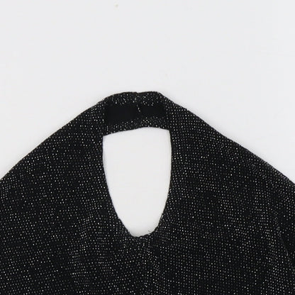 Womens UK Size 4 PRETTYLITTLETHING Black Cropped Tank