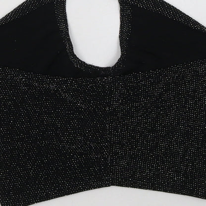 Womens UK Size 4 PRETTYLITTLETHING Black Cropped Tank