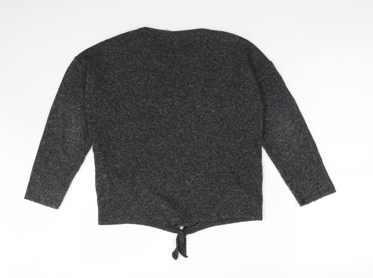 Back view of Zara girls’ grey polyester pullover sweatshirt, size 11-12, years