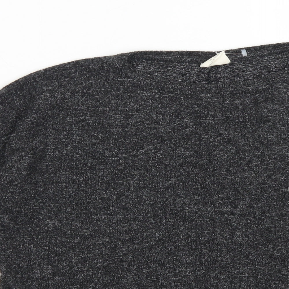 Close-up detail of Zara girls’ grey polyester pullover sweatshirt, size 11-12, years