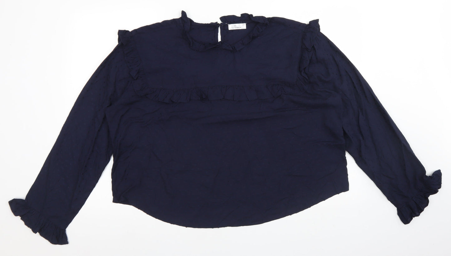 Womens UK Size 2XL LOST STOCK Blue Basic Blouse