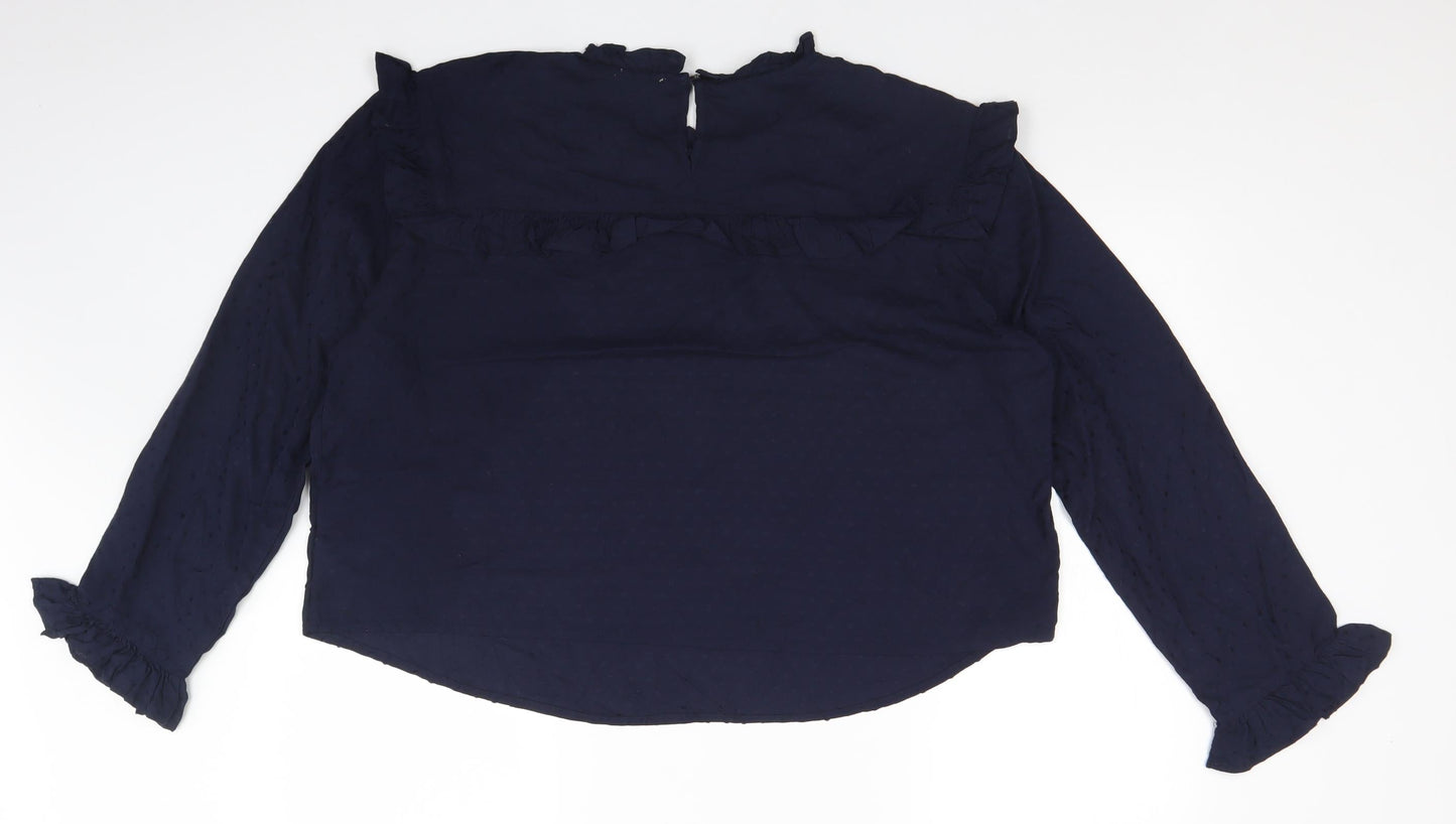 Womens UK Size 2XL LOST STOCK Blue Basic Blouse