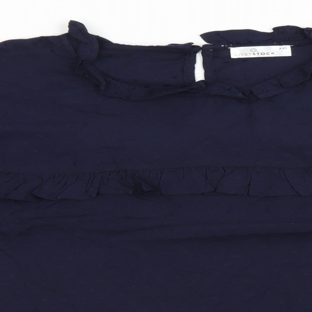 Womens UK Size 2XL LOST STOCK Blue Basic Blouse