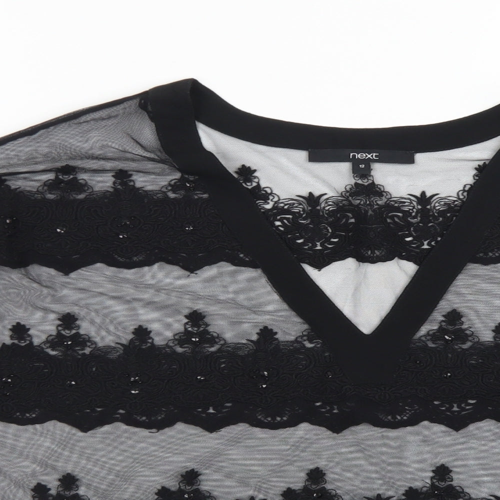 Womens UK Size 12 NEXT Black Basic T-Shirt