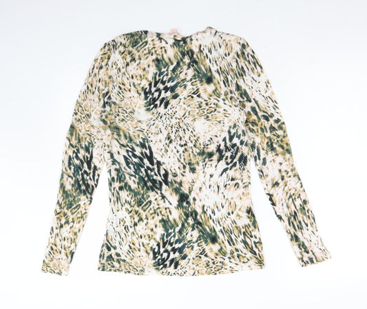 Lipsy Womens Multicoloured Animal Print Viscose Basic T-Shirt Size S Round Neck