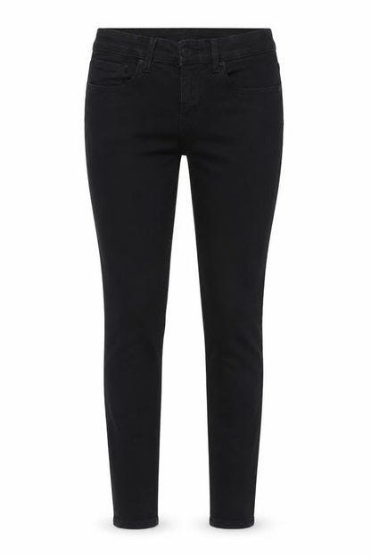 Front view of Mango women’s black skinny jeans, size UK 6, 28-inch leg regular