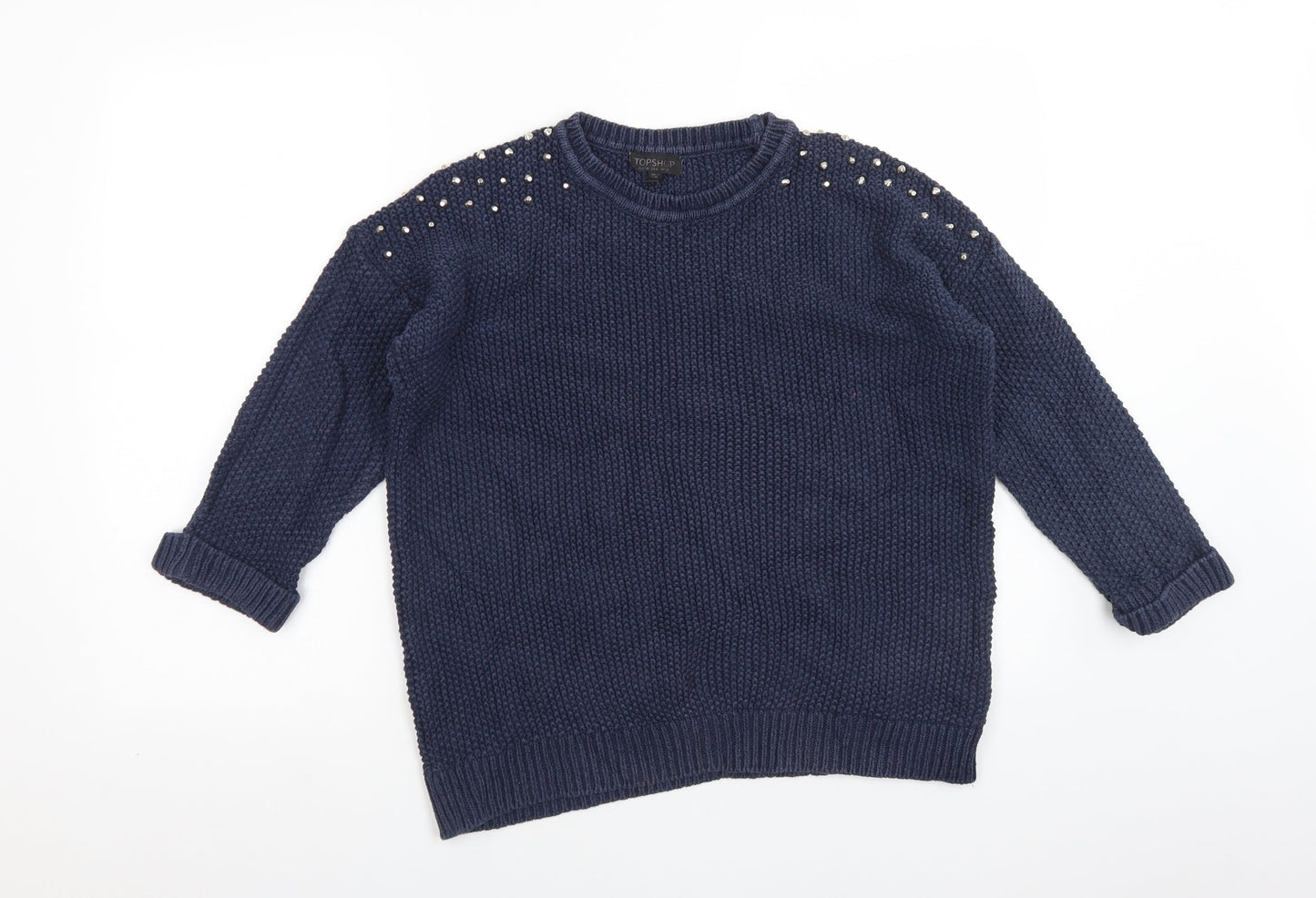 Womens UK Size 10 Topshop Blue Pullover Jumper