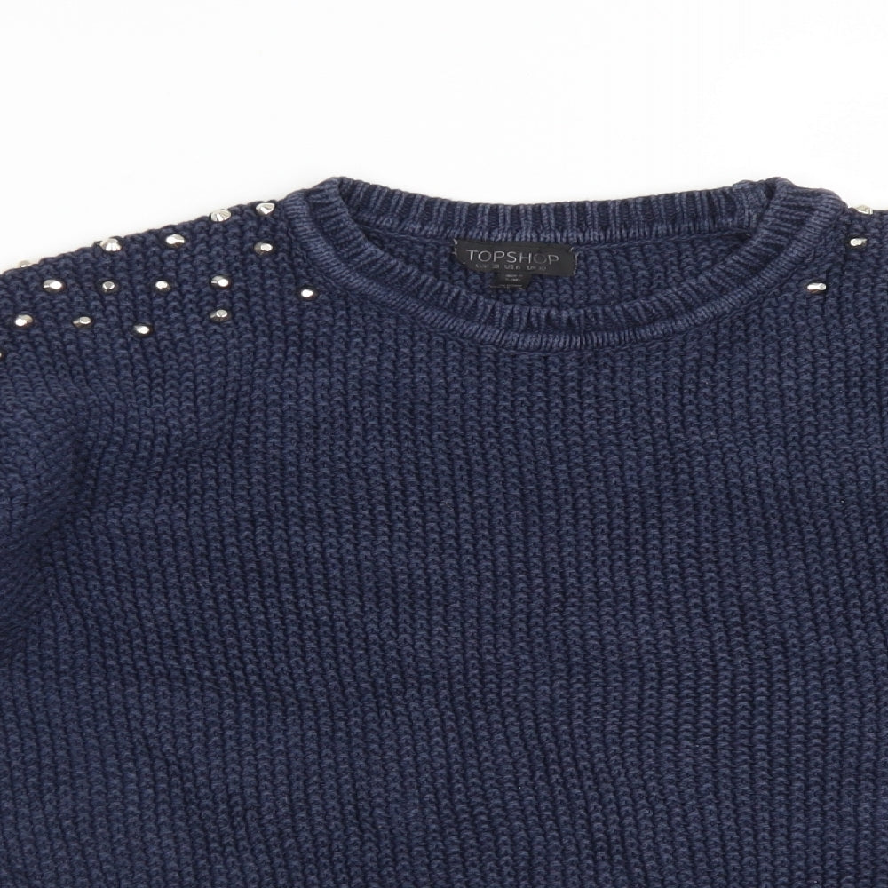 Womens UK Size 10 Topshop Blue Pullover Jumper