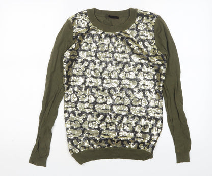 Yes Miss Womens Multicoloured Round Neck Camouflage Cotton Pullover Jumper Size S