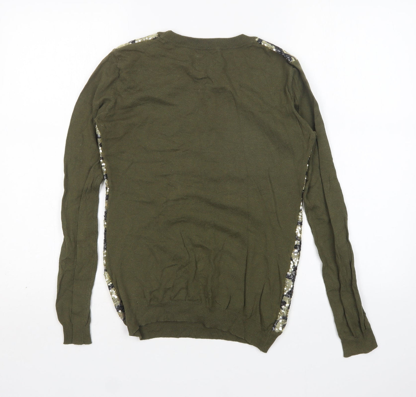 Yes Miss Womens Multicoloured Round Neck Camouflage Cotton Pullover Jumper Size S